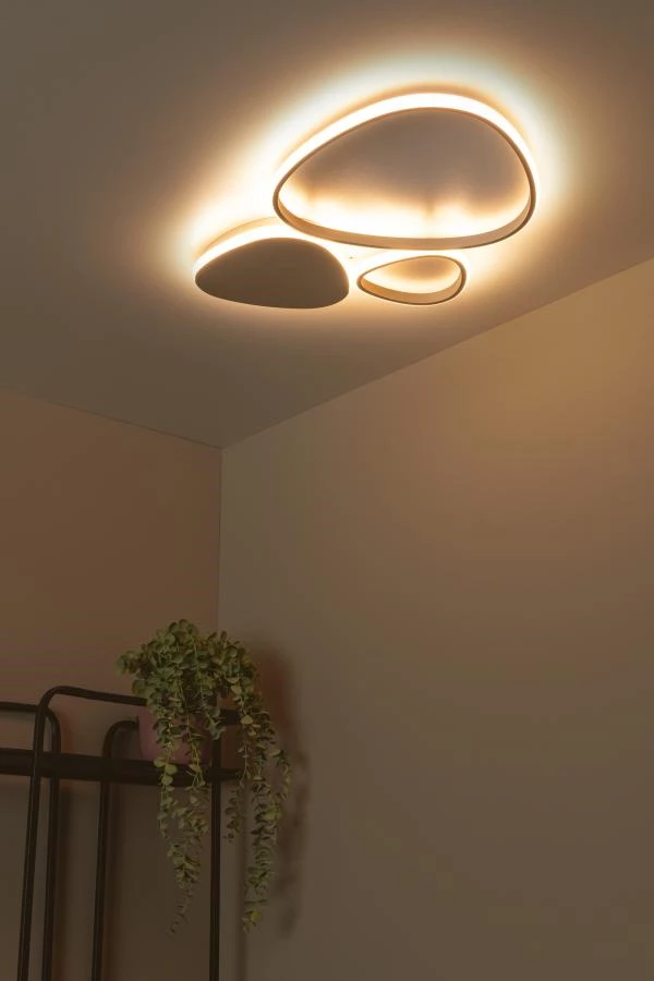 Lucide SAMLING - Plafonnière - LED Dimb. - CCT - 1x30W 2700K/4000K - Taupe - sfeer 1